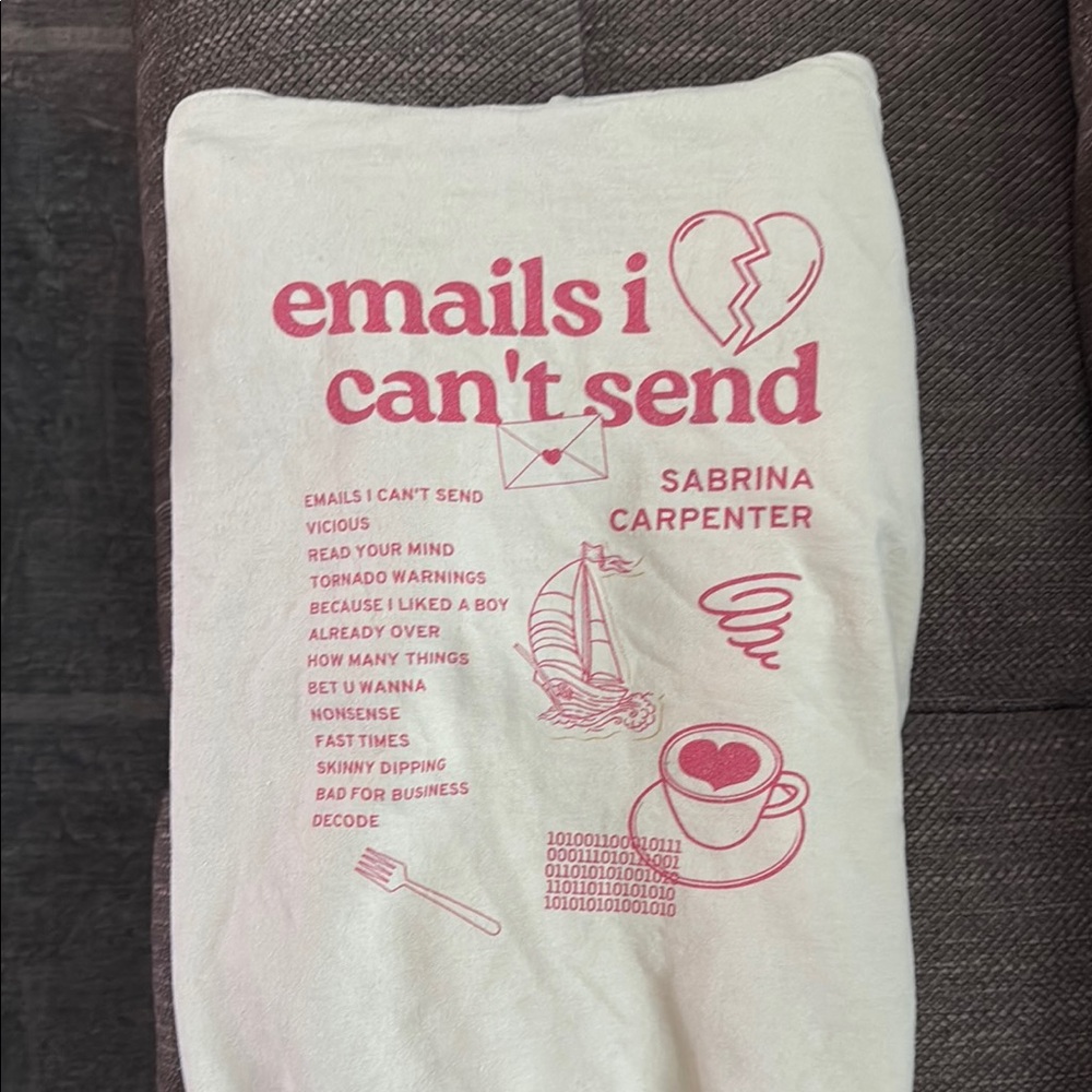 White Blanket with Pink Text Design